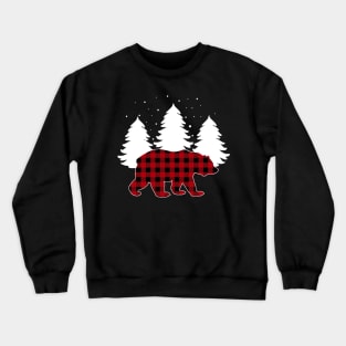 Buffalo Plaid Bear Christmas Trees Pajama Family Xmas Crewneck Sweatshirt